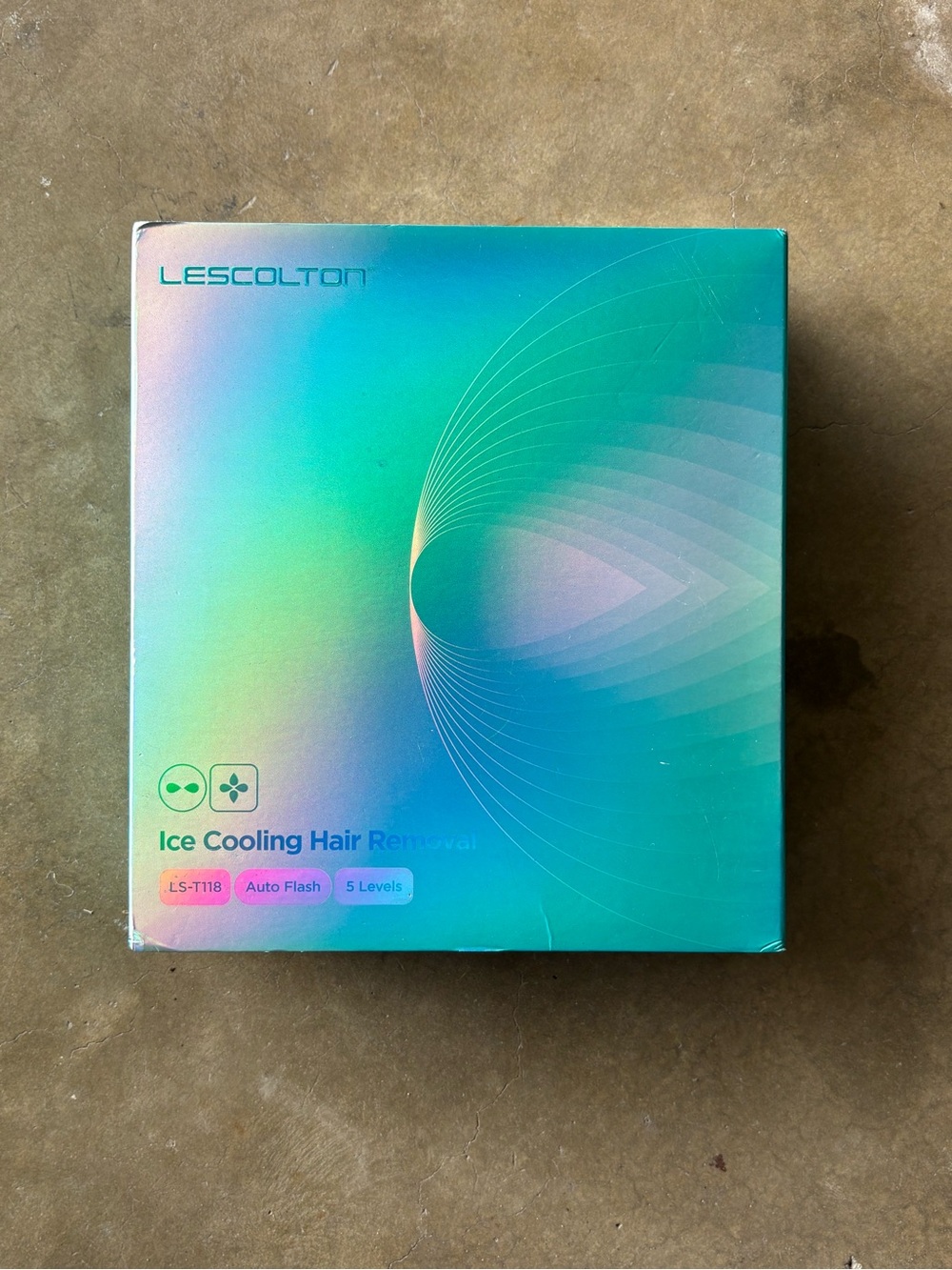 NIB Lescolton Ice Cooling Hair Removal Device - Teal Gradient Box
